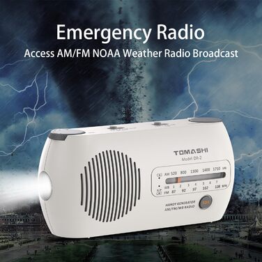 Радіо TOMASHI FM/AM/NOAA: ручне, з ліхтариком, SOS-сигналом, для надзвичайних ситуацій та відпочинку на природі
