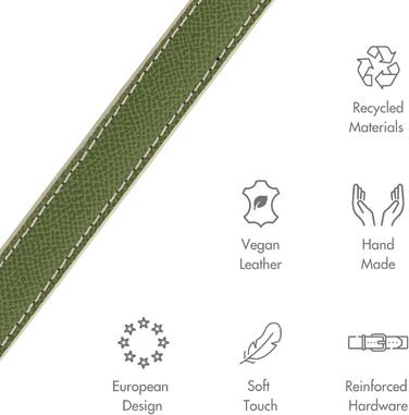 Нашийник для собак Nina Woof Milan з веганської шкіри, м'який, регульований, з крокодиловим тисненням, розмір M (38–48 см), Оливковий, XS (23–30 см)