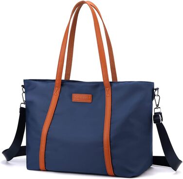 Zhongningyifeng Women's Nylon 15.6 Inch Laptop Shoulder Handbag Purse for Travel Work (Blue)