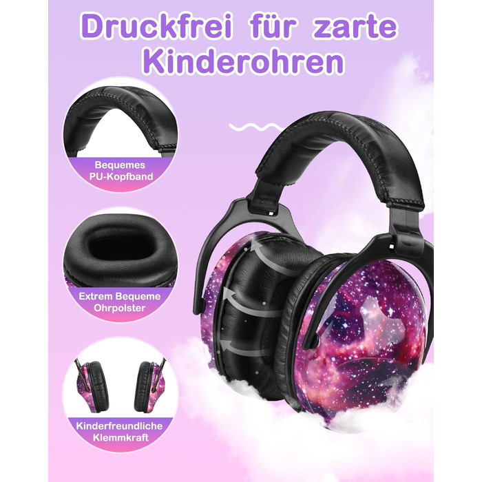 Навушники для захисту від шуму ZOHAN 030 для дітей 3-18 років, для дітей з аутизмом, для школи, концерту, галактичний дизайн