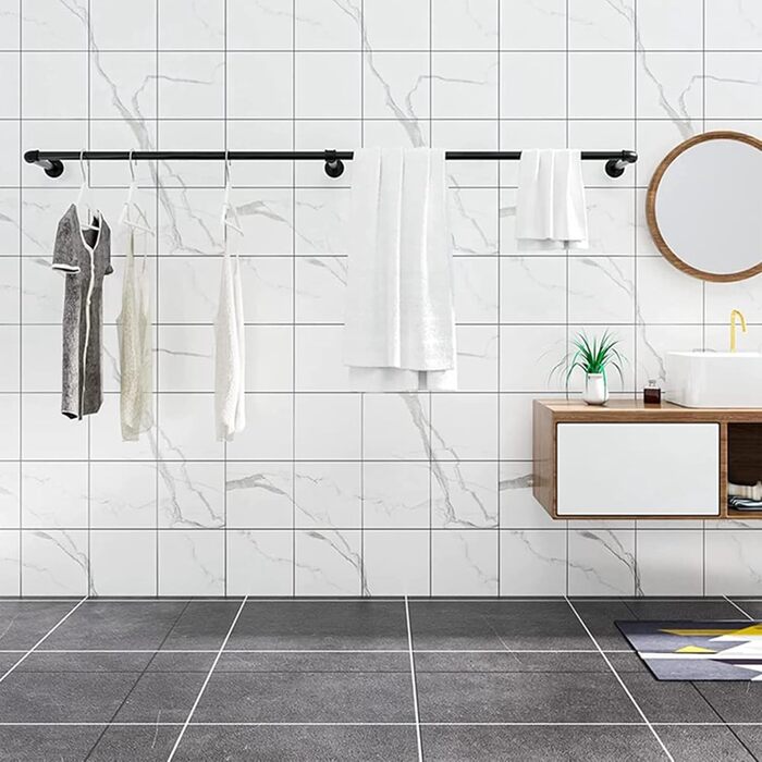 Wall-Mounted Clothes Rack, Pipe Clothes Rail, Industrial Style Wall Hanger, Detachable Metal Clothes Rod, Coat Rack, Bedroom for Hallways, Living Room, Bedroom (140cm)