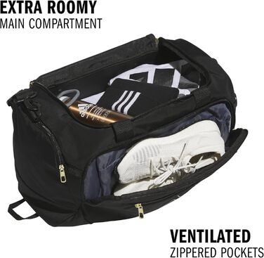 Дорожня спортивна сумка adidas Defender 5 100 л, чорна з золотом, універсальний розмір