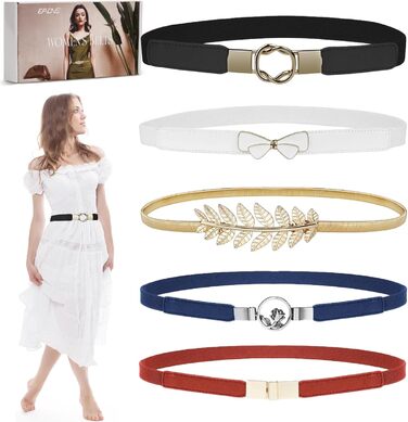 Жіночі тонкі ремінні EAONE (5 шт.) - золотий/чорний/білий/червоний/темно-синій