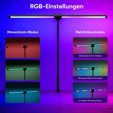 LED лампа для столу Doppelkopf з RGB, регулюванням яскравості 24W, з пультом дистанційного керування, кріпиться за допомогою затискача, денне світло, безступеневе регулювання, офісна лампа для дому та офісу (чорна)