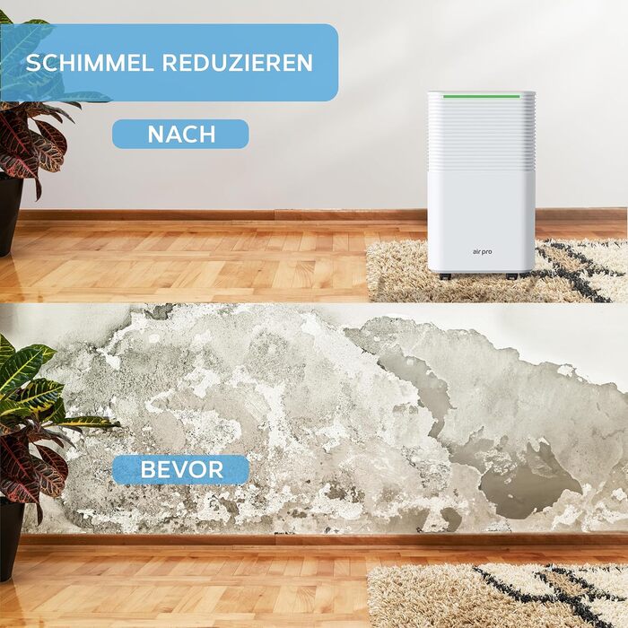 Цифровий осушувач повітря Air Pro 20L з функцією сну, таймером на 24 години, для сушіння білизни, кімнат, підвалів, гаражів та кухні. Портативний електричний осушувач, видаляє плісняву та вологу. Білий.