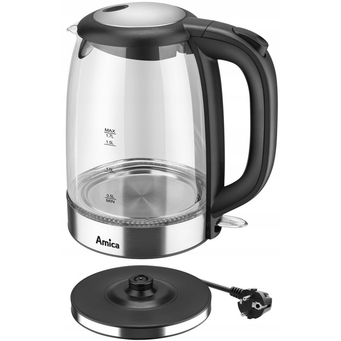 Електричний чайник Amica KD 2050G, 2200 Вт, 1,7 л, сріблястий/сірий