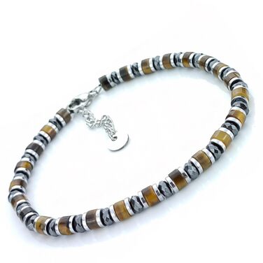 Браслет чоловічий SAGA GIOIELLI з нержавіючої сталі, кольорові сталеві диски, з оком тигра та кристалами