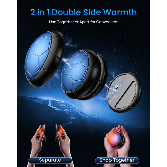 Електричні грілки для рук 2 шт. | USB, 3 режими нагріву, 20 годин тепла, для холодного клімату, Outdoor, Indoor (Блакитний)