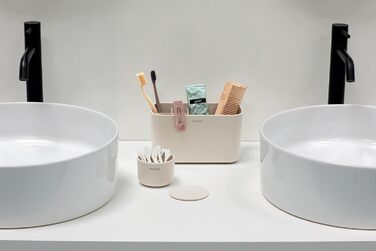 Полиці для ванної Brabantia Renew Soft Beige, підставка для раковини, тримач для зубних щіток, нековзна, корозійностійка, легко миється, 19,7x9,8x11 см