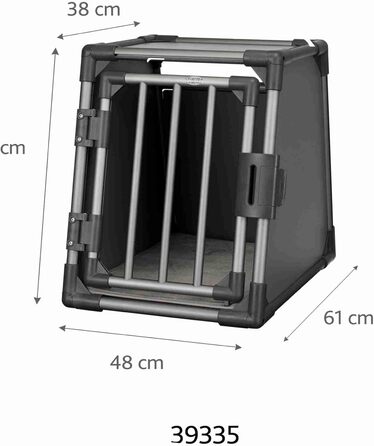 Тріксі переносна переносна клітка для собак з алюмінію, сіра, розмір L (61 x 48 x 56 см) - стабільна, тиха, з нековзною підстилкою