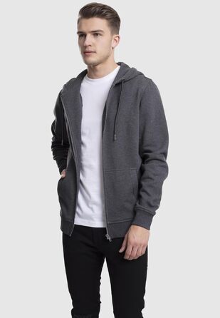 Чоловіча базова толстовка-худі Urban Classics Basic Zip Hoody на блискавці, колір Charcoal (темно-сірий)