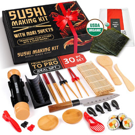 Набір для приготування суші: бамбуковий килимок, ролик-базука, DIY для дому, органічний USDA