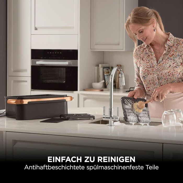 Ninja Foodi FlexDrawer Dual Zone Фритюрниця з гарячим повітрям 10.4л, чорно-мідна AF500EUCP - мультипекарка 7-в-1 з антипригарним покриттям