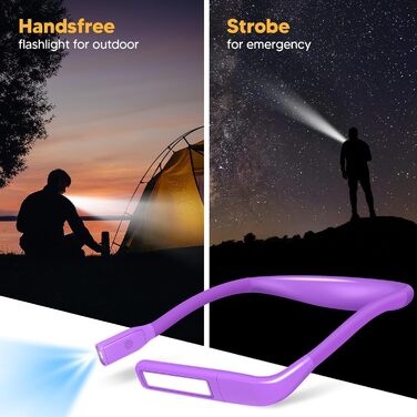 LED лампа на шию для читання Buch - 3 кольори, фіолетова. Лампа для читання в ліжку, в'язання, рукоділля. Подарунок для чоловіків.