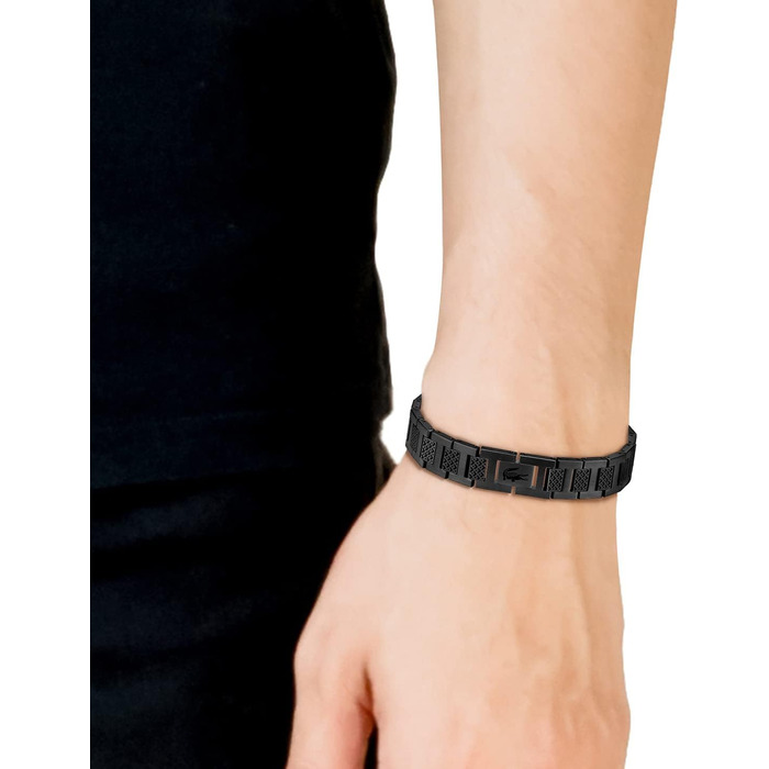 Браслет Lacoste METROPOLE з застібкою-кнебелем, чорний, чоловічий (petit piqué)