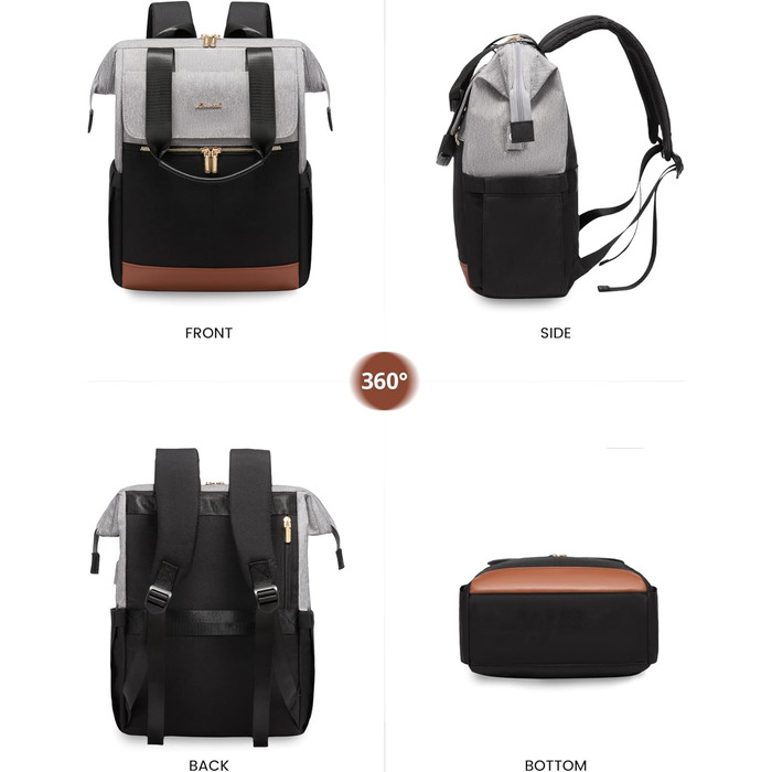 LOVEVOOK Рюкзак для жінок, шкільний рюкзак для ноутбука, водонепроникний, 15.6 дюймів, для роботи, навчання, подорожей, універсальний 2 в 1, стильний, бежевий та хакі