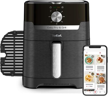 Tefal EY5018 Easy Fry & Grill Classic Hot Air Fryer | 2-in-1 Technology (Air Fryer and Grill) | XL | 4.2 Liter for 6 Portions | 1550 Watts | Energy-Saving | Oil-Free | Healthy Fryer | Black