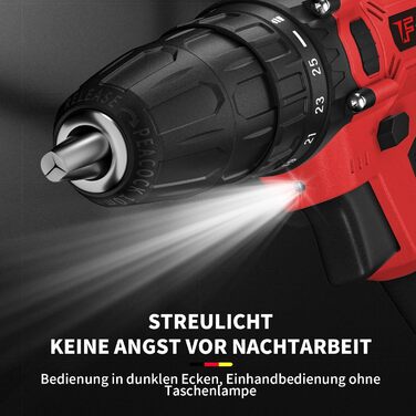 Акумуляторний шурупокрут-дрель 21V з набором аксесуарів (1500mAh, 45Nm, 25+1 ступенів) для дому та саду