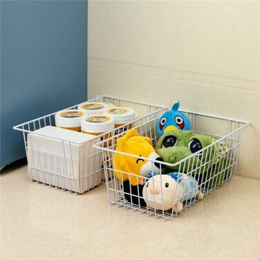 SANNO SANNO Wire Storage Baskets Freezer Baskets Farmhouse Organizer Storage Containers Large Organizer Containers for Pantry Organization Storage Baskets Rack with Handles - Set of 2