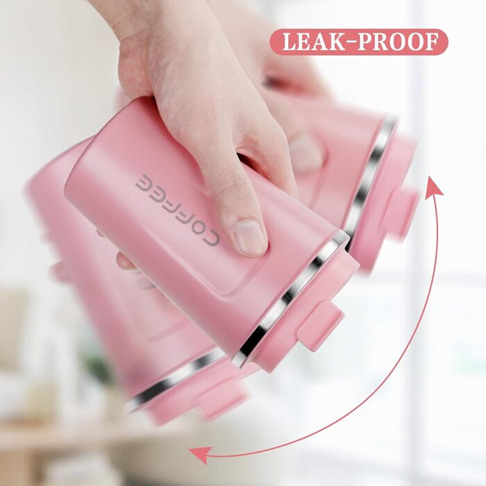 Термокружка Flintronic 510 мл з подвійними стінками, з нержавіючої сталі, з кришкою, для кави та чаю (рожевий)