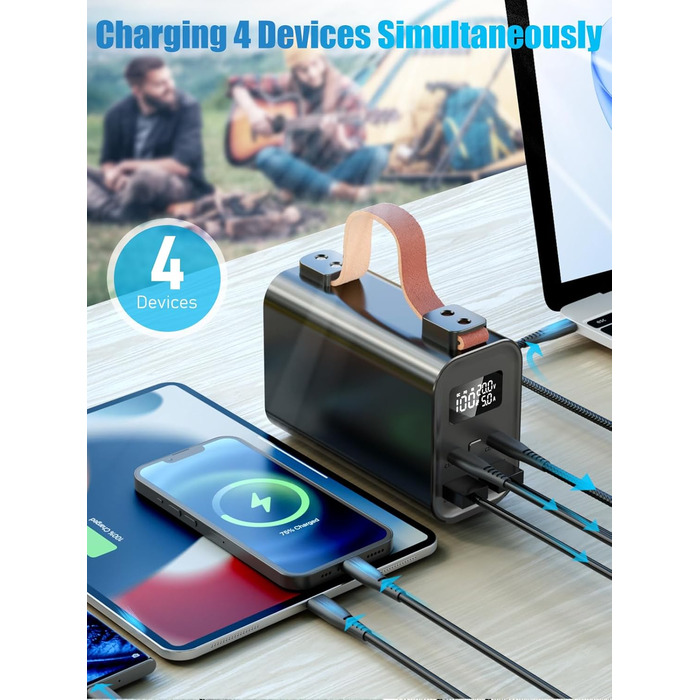 Портативний акумулятор для ноутбука 140W, 50000mAh, з LED дисплеєм, PD3.1, QC4.0, 4 виходи, 2 входи (Чорний)