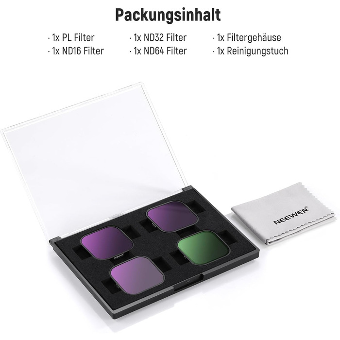 Набір фільтрів ND та CPL NEEWER для Insta360 Ace Pro (4 шт.) - ND16, ND32, ND64, CPL