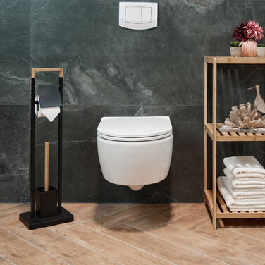 Relaxdays Toilet Set Bamboo & Stainless Steel