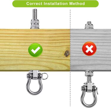 Dolibest 4 Pack Swivel Hangers for Wooden Beams, Hammock Attachment M10 Heavy-Duty Hanging Chair Suspension Concrete Ceiling 175mm Stainless Steel Swivel Punching Bag Deck Bracket Eye Bolts for Screwing, Up to 680kg