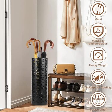 Металева підставка для парасоль та тростинок Rain Collection, 15x15x42 см (Чорний)