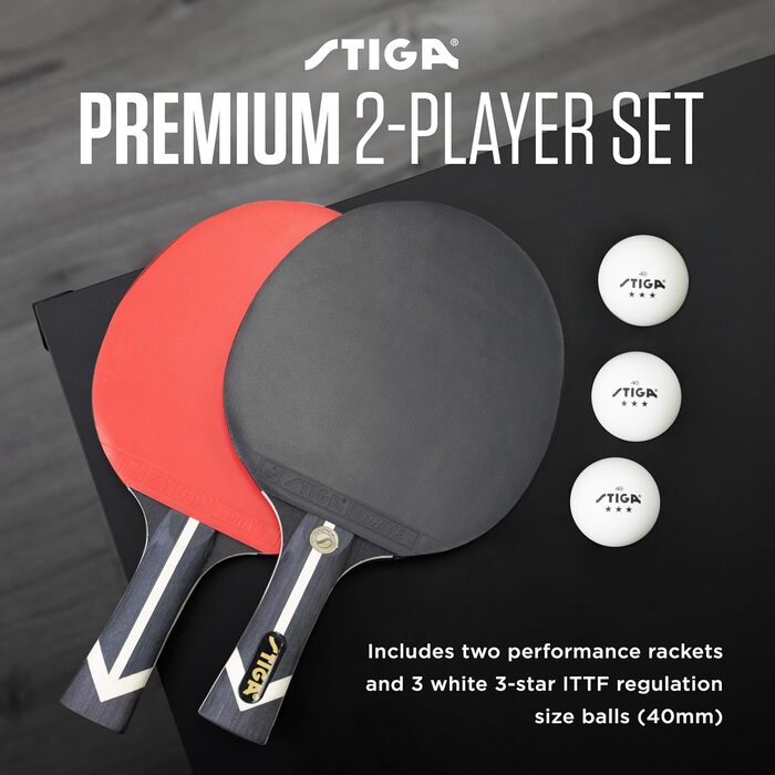 Набір для настільного тенісу STIGA Premium для 2 гравців: 2 ракетки ITTF, 3 тенісні м'ячі, сумка