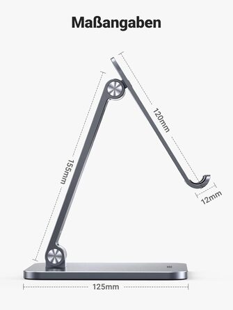 Алюмінієва підставка для планшета UGREEN, регульований тримач для iPad Pro Air Mini, Samsung Galaxy Tab, Redmi Pad, Huawei MatePad та iPhone 16/15 Pro, до 12.9 дюймів (Anthrazit)