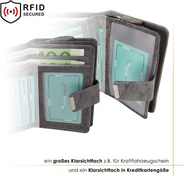 ekavale Women's Wallet made of soft leather with RFID protection - Women's Portemonnaie (Gray)
