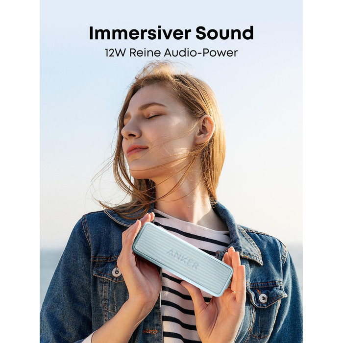 Портативна Bluetooth Колонка Soundcore Anker 2 з 12W Звуком, BassUp, IPX7 Водонепроникність, 24 Години Роботи, Бездротове З'єднання, Колонка для Дому, Відпочинку та Подорожей