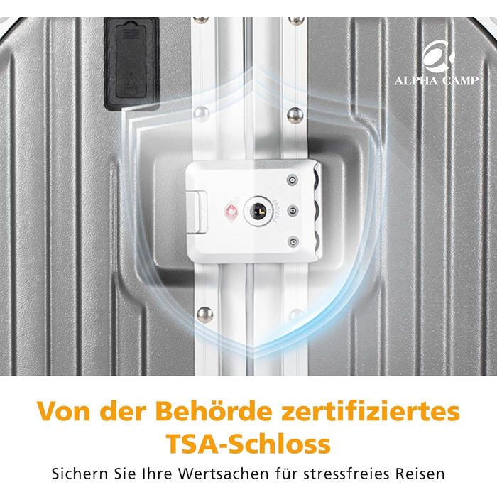 Чемодан ALPHA CAMP XL з алюмінієвим каркасом та полікарбонатною оболонкою, 93л, з TSA замком, 77x36x40 см