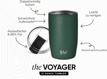 Термостакан Simple Modern Voyager з кришкою-клапаном, ізольований стакан для кави з нержавіючої сталі, 350 мл, Midnight Black