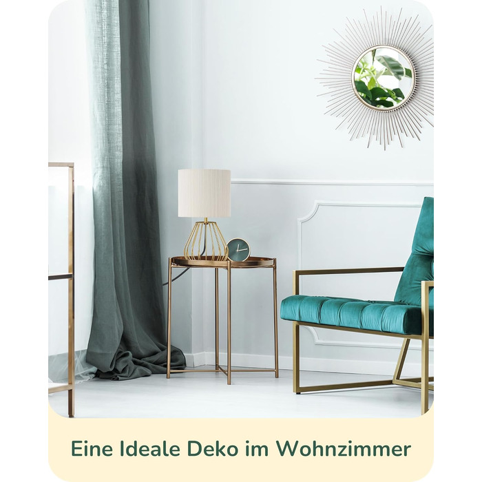 EDISHINE Настільна лампа, сучасний індустріальний дизайн, цоколь E14, вінтажна, для спальні та вітальні, бежево-чорна (кремово-білий плісе + золото)