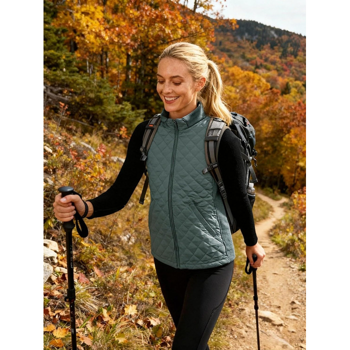 Жіночий жилет Bienzoe без рукавів з капюшоном, стеганий, на блискавці, сірий темний (XL)