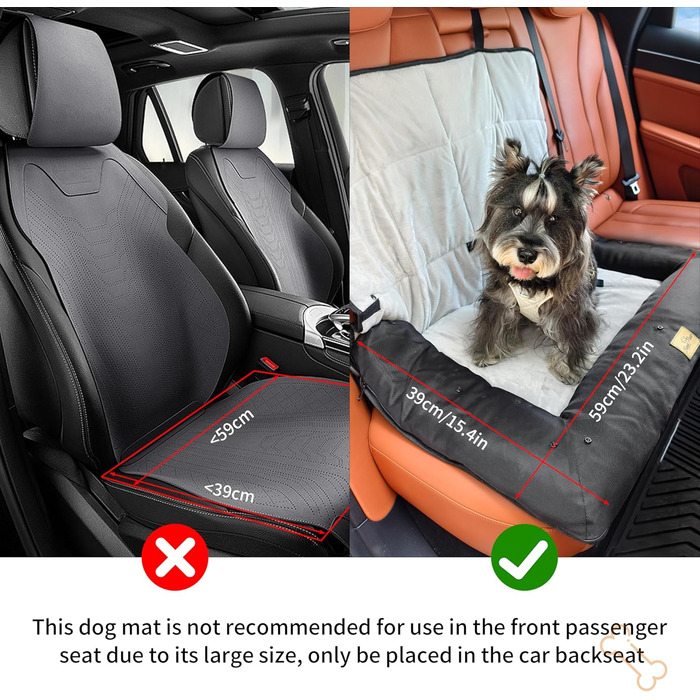BingoPaw Dog Car Seat for Medium Dogs - Secure & Waterproof Pet Seat Cover for Back or Front Seat - Reinforced with Seat Belts - 66x55x49 cm