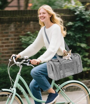 Транспортна переноска для кота та собаки, складана, сірого кольору (L)