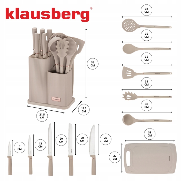 Набір кухонних ножів Klausberg Prestige, 5 предметів у підставці