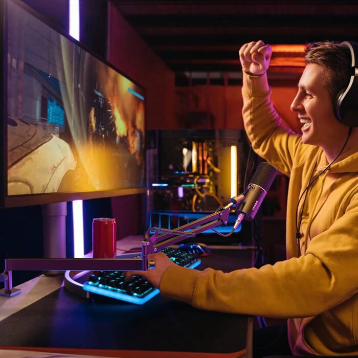 Кріплення для мікрофона TONOR T20LP, низькопрофільний тримач з регулюванням, для геймінгу та подкастингу, чорний, з видимою пружиною