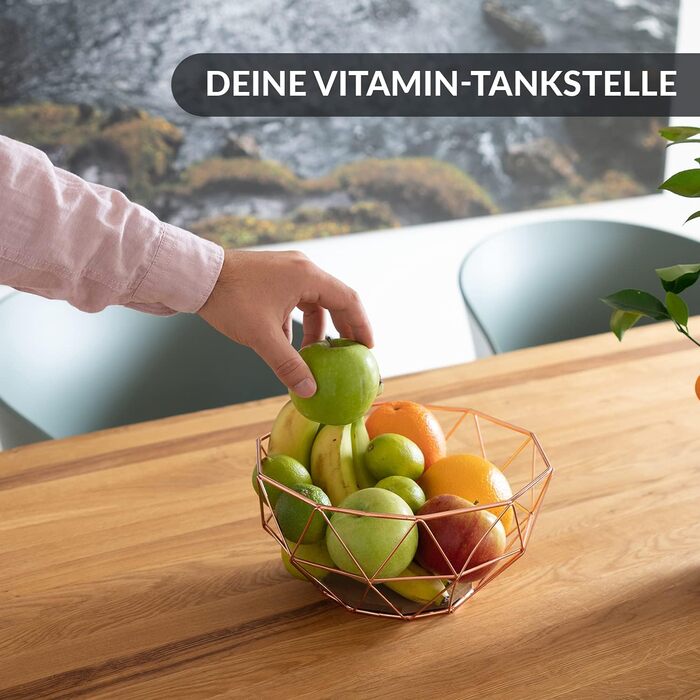 Металева фруктова ваза Chefarone - декоративний вінтажний кошик для фруктів (26x26x12 см, коричневий)