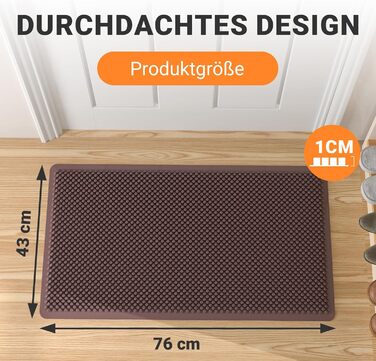 Килимок для підлоги Fowooyeen з силікону, 43 x 76 см, коричневий, для дому та вулиці, миючий, не слизький