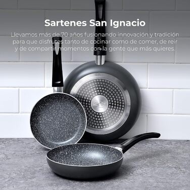 Набір сковорідок SAN IGNACIO Soul Marble 3 шт. 16/20/24 см, антипригарне покриття, алюміній, сірий, для електро-, газових, галогенових та склокерамічних плит