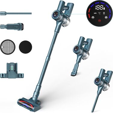 Бездротовий пилосос з HEPA-фільтром, 120 000 об/хв, до 50 хв роботи від акумулятора, LED-дисплей, антизаплутана щітка, 400W