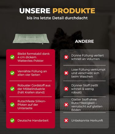 М'яка підстилка для собак XS з антиковзним покриттям – комфортний лежак для тварин, 65x95 см, Made in Germany (Зелений)