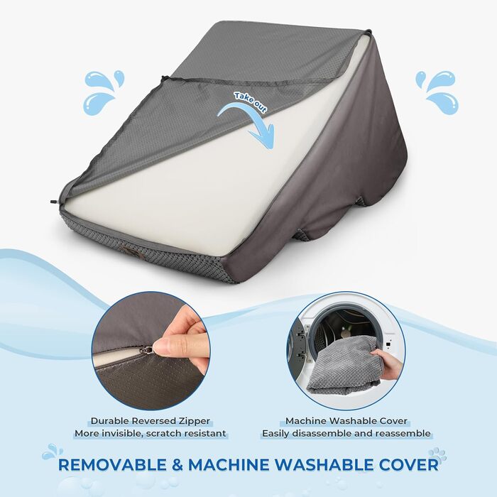 Сходинка для собак маленьких порід, 2 сходинки, 30 см, для домашніх тварин, миється, не слизька, для котів, для ліжка, дивану, сірого кольору