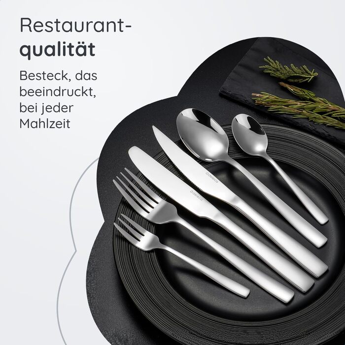 Stainless Steel Cutlery Set 12 Persons Essential with Steak Knives (72-Piece) - Dishwasher Safe, Silver Cutlery, Cutlery Set, Dining Cutlery, Cutlery Set 12 Persons - Table Cutlery for Home/Party