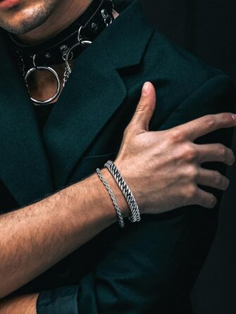 Набір браслетів для чоловіків Richsteel з нержавіючої сталі, 2 шт/3 шт, чорний/сталь/золотий, 9/8/4 мм, довжина 19/21/23 см, для подарунка