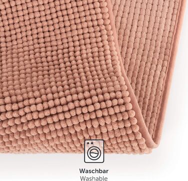 Килимок для ванної Blumtal Chenille 40x60 см - сертифікований Oeko-TEX, нековзний, миючий, сірий (Dusty Pink, 120x70 см, прямокутний)